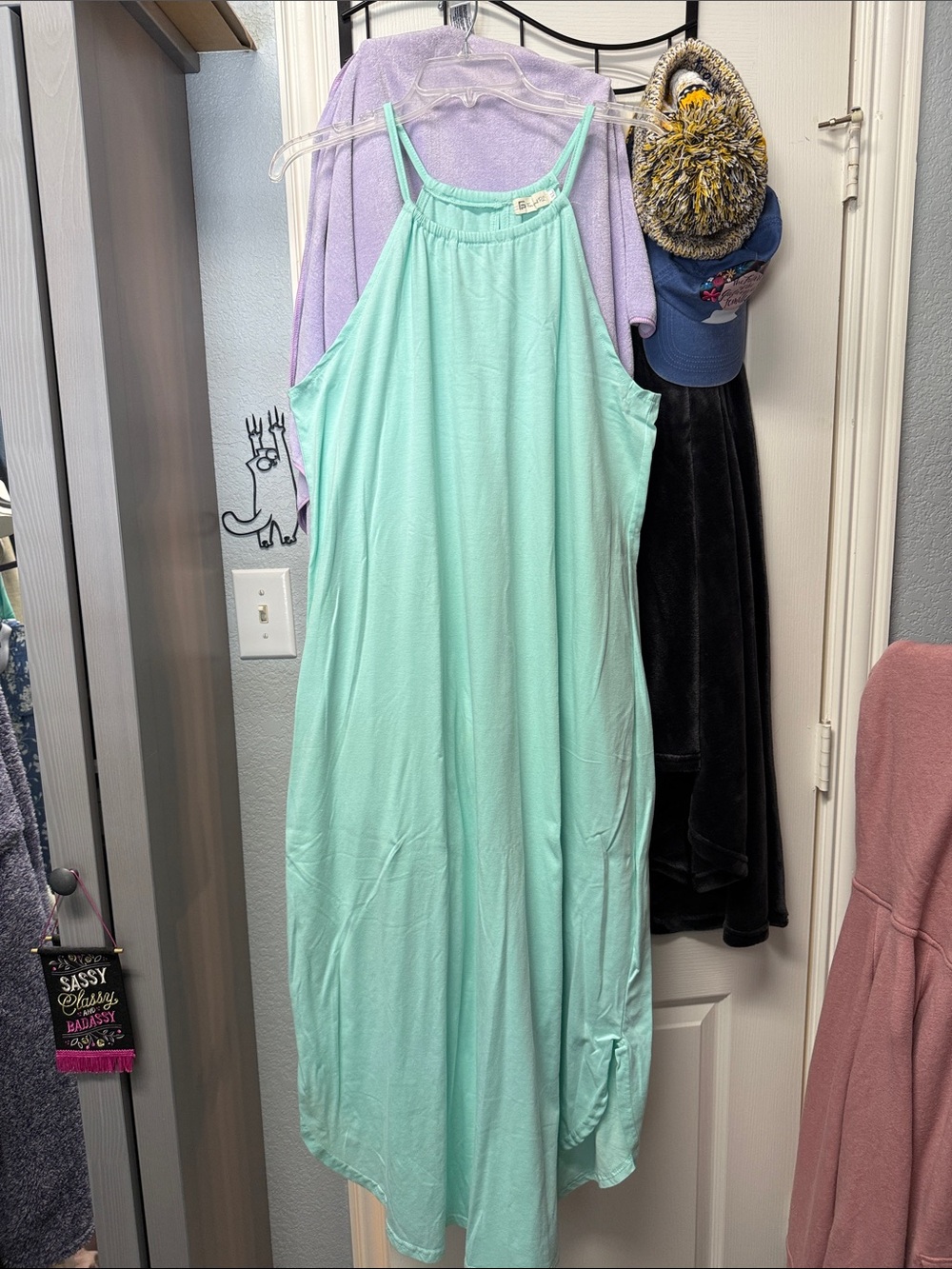 Light Aqua Halter Maxi Dress - Brand: For Good, XL